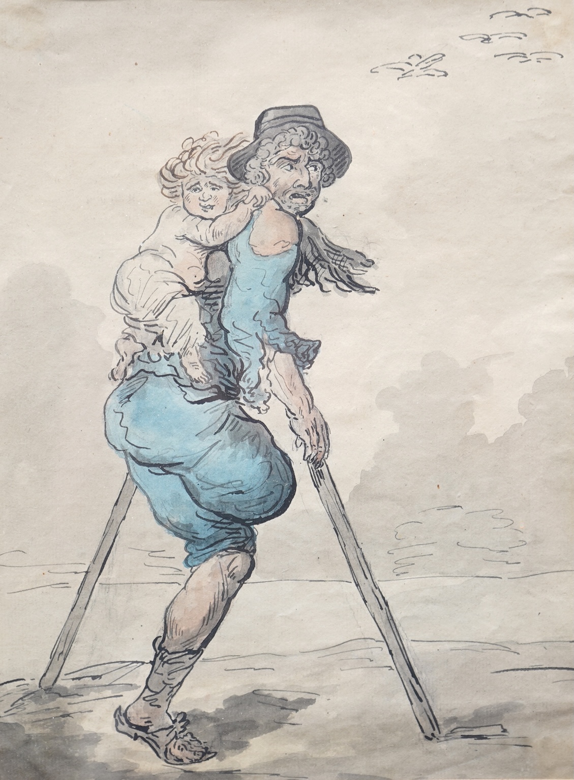 Thomas Rowlandson, (1756-1827), A cripple and child